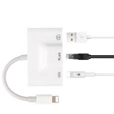3 In 1 Lightning To Rj 45 Ethernet Network Adapter With Usb Lightning Port