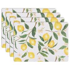 Kaf Home Heat Resistant Cork Placemats Set Of 4 Easy Care Wipe Clean Cork Placemats Lemon Walmart Com Printed Table Runner Placemats Cleaning Wipes