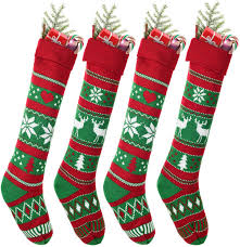 4.4 out of 5 stars. Coolmade 4 Pack Knit Christmas Stockings 25 Inch Extra Long Stripe Snowflake Knit Knitted Xmas Rustic Personalized Large Stocking Decorations For Family Holiday Season Decor Green Walmart Com Walmart Com