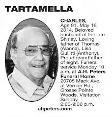 Obituary for CHARLES TARTAMELLA