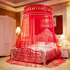 Canopy bed drapes for kids. Red Romantic Mosquito Net Honeymoon Princess Hanging Round Lace Bed Curtain Canopy Tent Folding Dome Mosquito Netting 6 Size Q Mosquito Net Aliexpress