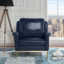 Amazon Com Modern Living Room Leather Armchair Accent Chair Blue Home Kitchen Living Room Leather Blue Accent Chairs Accent Chairs