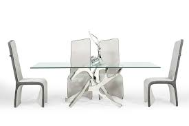 This seats are made of well padded leatherette to make your dining experience more comfortable. Modern Glass Stainless Steel Dining Set Decodesign Furniture Furniture Store Miami Fl Wholesale Prices