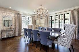 Dining Room Using 2 Wingback Chairs Google Search Fabric Dining Room Chairs Dining Chairs Dining Room Contemporary