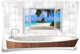 Fliesenaufkleber Fliesenbild Fenster Meer Strand Strandhutte Urlaub Bad Wc Fliesen Deko Medianlux Shop