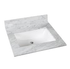 Watch as better homes and gardens gives you cleaning tips on how to clean a bathroom sink and counter! Bianco Carrara Marble 25 In Vanity Top Includes Backsplash 25in 100584010 Floor And Decor