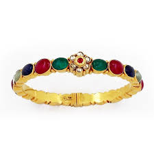 Original Navratna Stone Studded Bangle Gold Chain Design Dream Jewelry Gold Bangles