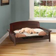 Manhattan Raised Bed With Memory Foam Mattress Wooden Dog Bed Wood Dog Bed Dog Bed Frame