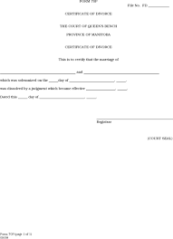 If you cannot remember which court processed the application for your divorce, the registry may be able to give you the address of the court. Free Manitoba Certificate Of Divorce Form Pdf 15kb 1 Page S