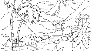 This is probably my favorite coloring page album, a nice wide and calming landscape to color. Landscape Easy Nature Coloring Pages Novocom Top