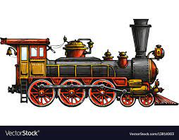 Vintage Steam Locomotive Drawn Ancient Train Transport Vector Illustration Isolated On White Background Download Train Drawing Train Illustration Train Art