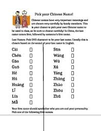 Chinese last names are typically passed down from father to children, although they may not have started that way. Chinese Names And Meanings By Katrina Rigby Teachers Pay Teachers