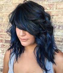 Image Result For Blue Ombre Medium Length Hair Blue Hair Highlights Blue Black Hair Hair Color For Black Hair