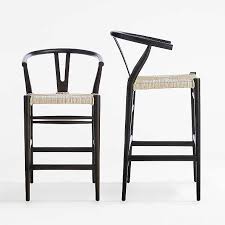 Gotminsi set of 2 classic 24 inches counter height stools upholstered bar stools with solid wood legs and black leather (pu black) 4.3 out of 5 stars. Black And Oak Bar Stools Off 63