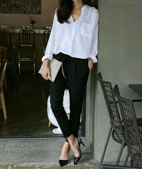 Black And White Pants Outfit Ideas Pin By Freshie Zero Handmade Jewe On The White Shirt Fashion Work Fashion White Shirt Outfits