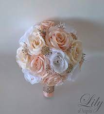 Check spelling or type a new query. Amazon Com Wedding Bouquet Bridal Bouquet Bridesmaid Bouquet Silk Flower Bouquet Wedding Flower Rose Gold Rosegold Peach Blush Pink Light Pink Baby Pink Champagne White Lily Of Angeles Handmade Products