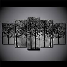 Black And White Canvas Prints Of Trees Hd Printed 5 Piece Black And White Painting Art Print Canvas Grey Psychedelic Forest Posters And Prints Free Shipping Ny 6732b Canvas Painting Landscape Wall Art Prints Tree Wall Art