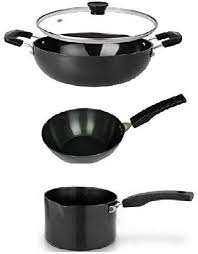 Royal Sapphire Hard Anodized Non Stick Cookware Set Deep Fry Pan Kadhai With Lid And Sauce Pan Cookware Set Saucepan Grill Pan
