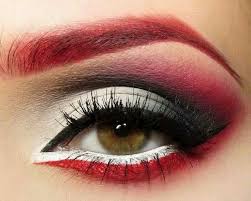 Black And White Makeup Looks Halloween Red White And Black Anime Eye Makeup Halloween Eye Makeup Red Eye Makeup