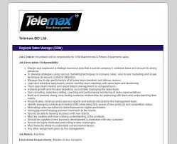 Telemax Bd Ltd Position Regional Sales Manager Rsm Jobs Circular Vacancy Sales Manager Jobs Job Circular Sales Manager