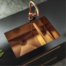 The polished mirror interior and brushed outside finish are classic. Vellamo Designer 1 5 Bowl Inset Undermount Brushed Copper Stainless Steel Kitchen Sink Waste 670 X 440mm Stainless Steel Kitchen Sink Stainless Steel Kitchen Sink