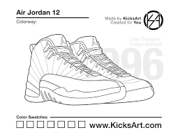Jordan 12 coloring pages air jordan coloring book jordan coloring pages radiokotha. Air Jordan 12 Sneaker Coloring Pages Created By Kicksart
