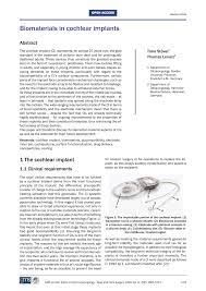 Cochlear implant solutions have been described as a modern miracle. Pdf Biomaterials In Cochlear Implants