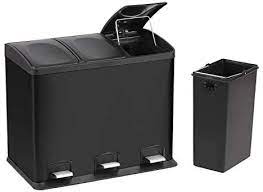 hac24 3fach edelstahl mulleimer 36l kuche schwarz matt abfalleimer mulltrennung trenn abfallsammler mullsammler mullbehalte abfalleimer mulleimer abfallsammler