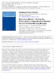 Tor) is a severe weather warning product issued by regional offices of weather forecasting agencies throughout the world to alert the public when a tornado has been. Pdf Does Scary Matter Testing The Effectiveness Of New National Weather Service Tornado Warning Messages