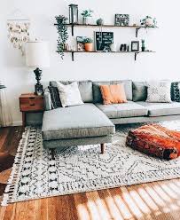 Gray Couch In Boho Living Space With Plants Design Livingroom Living Room Grey Simple Living Room Living Room Decor Modern