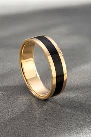 Black And Gold Mens Wedding Ring Gold Ring With Black Enamel Mens Wedding Ring Black Wedding Band Wedding Ring For Him Men Mens Gold Wedding Band Black Wedding Band Mens Gold Rings
