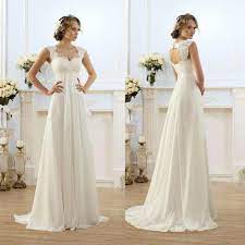 Discount Vintage Modest Wedding Gowns Capped Sleeves Empire Waist Plus Size Pregant Wedding Dresses Beach Chiffon Country Style Bridal Gown Maternity On Line We Pregnant Wedding Dress Empire Wedding Dress Empire