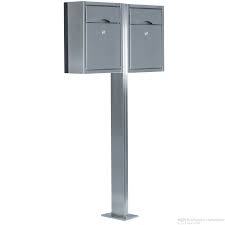 2er Premium Edelstahl Briefkastenanlage Freistehend Saule Mittig Briefkastenanlage Kasten Standbriefkasten