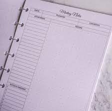 Meeting Notes Structured Meeting Note Pages With Tons Of Dot Grid Space 25 Sheets Per Pack Printed Fro Dot Journals Meeting Notes Bullet Journal Inspiration