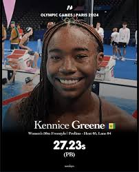 Congratulations 🇻🇨🇻🇨🇻🇨🇻🇨 @kennicegreene 👏 On her Olympic debut,  Greene swims a Personal Best time of 27.23s to finish 3rd in her heat of  the Women's 50m Freestyle. @ naralayo
