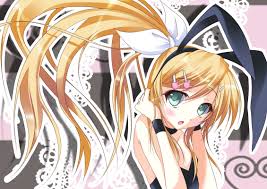 A set of fraternal or identical siblings. Animal Ears Blonde Hair Blush Bow Bunny Ears Bunnygirl Green Eyes Kagamine Rin Long Hair Ponytail Vocaloid Konachan Com Konachan Com Anime Wallpapers