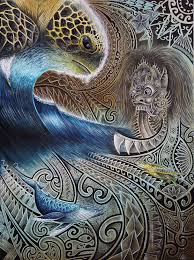 Turtle Wave Maori Art Surf Art Ocean Art Maori Art