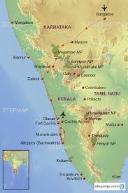 Picturesque canals and romantic slow backwaters coupled with the lazy lifestyle make alleppey the venice of the east. Stepmap Template South Karnataka Kerala Landkarte Fur India