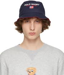 Navy ralph lauren bucket hat top