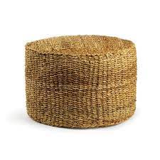 This stunning square seagrass and water hyacinth round pouf adds a rustic and raw texture to any style of living space. Pin On Ottomans Poufs