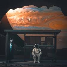 Dreamlike Astronaut Photoshop Manipulation Design With Red In 2020 Space Art Gallery Space Art Surreal Art