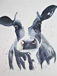Black And White Cow Framed Pictures Original Cow Watercolour Art Farm Animal Art Black And White Cow Portrait Cow Portrait Painting Cow Lover Present Abstract Cow Wall Art Animal Art Cow Wall Art Watercolor Animals