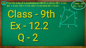 Class 9th Maths Ex 12 2 Q 2 Heron S Formula Solution Cbse Ncert Youtube