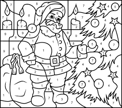 Christmas mickey mouse charlie brown christmas trees snowmen santa claus and more. Santa Claus Printable Color By Number Page Hard Christmas Present Coloring Pages Christmas Coloring Pages Christmas Color By Number