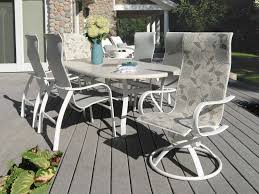 Homecrest mid century wire patio chair with original cushions. Homecrest Holly Hill Sling Aluminum High Back Swivel Rocker Dining Arm Chair Hc2a900