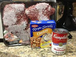 Onion Soup Mix Recipe Ground Beef And Cream Of Mushroom In Crockpot Put T Cube Steak Crock Pot Recipes Crockpot Cube Steak Recipe With Cream Of Mushroom Soup