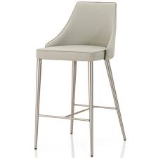A brushed ebony nettle wood frame contrasts with • dimensions: Landon Modern Classic Grey Leather Stainless Steel Bar Stool Kathy Kuo Home