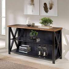 Solid Wood Farmhouse Storage Console Saracina Home In 2021 Farmhouse Console Table Shabby Chic Console Table Solid Wood Tv Stand