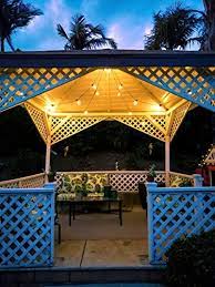 Lemontec 2 pack solar strings lights. Brightech Ambience Pro Weatherproof Solar Power Outdoor String Lights 27 Ft Hanging Edison Bulbs Create Bistro Ambience In Your Yard Commercial Grade Shatterproof 1w Led Warm White Light Amazon Com