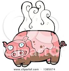 Clipart of a Cartoon Stinky Pink Pig - Royalty Free Vector ...